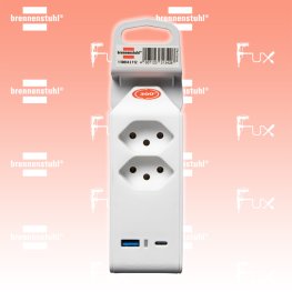 cleverLINE Abzweigstecker 2-fach weiss mit USB Typ-A und USB Typ-C