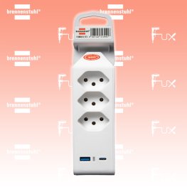 cleverLINE Abzweigstecker 3-fach weiss mit USB Typ-A und USB Typ-C